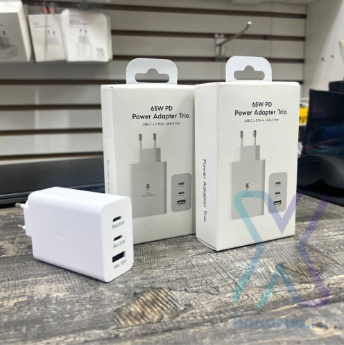 СЗУ SAM PD70 PD65W 2xType-C+USB White NO LOGO (реплика Samsung) оптом
