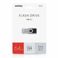 Флэш-накопитель 64 Gb Smartbuy TRIO 3-in-1 OTG USB Type-A + USB Type-C + micro USB
