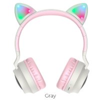Беспроводные наушники HOCO W27 Cat ear, Bluetooth, 300 мАч, серый, TF, AUX 6931474718457 (МСК)