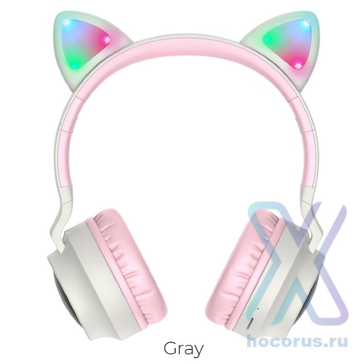 Беспроводные наушники HOCO W27 Cat ear, Bluetooth, 300 мАч, серый, TF, AUX 6931474718457 (МСК) оптом