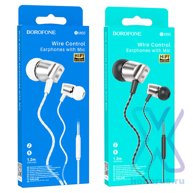 Проводные наушники BOROFONE BM66 New, Jack 3.5mm, 1.2 м, серебристый, контроллер с микрофоном 6974443381474 (МСК) оптом