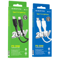 Кабель Type-C - lightning BOROFONE BX49 20W PD 1 m силиконовый  Black
