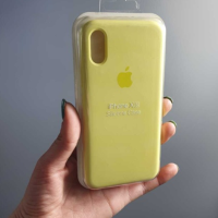 Silicone Case iPhone X/XS в упаковке лимонный Накладка силиконовая под оригинал "с логотипом" 00-00030134 (МСК)