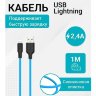 Кабель USB HOCO X21 Plus, USB - Lightning, 2.4А, 1 м, черный+синий 6931474711830 (МСК) оптом