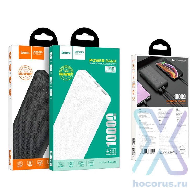 Внешний аккумулятор HOCO J48 10000mAh 2USB 2.1A Black оптом