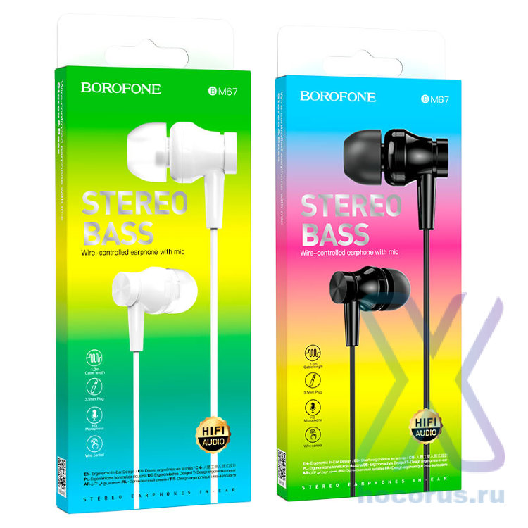 Проводные наушники BOROFONE BM67 Talent, Jack 3.5mm, 1.2 м, белый, контроллер с микрофоном 6974443382907 (МСК) оптом
