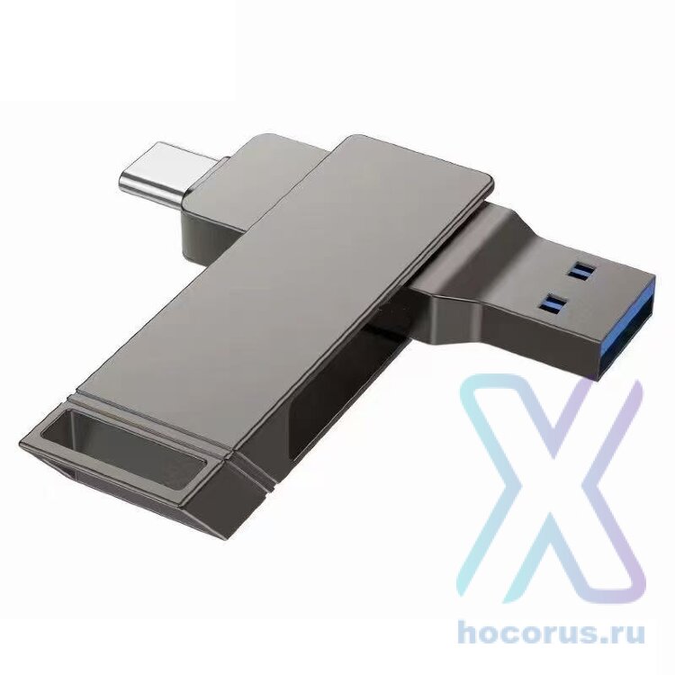 USB флеш-накопитель HOCO UD15 Clever, USB 3.2/Type-C, 64GB, серый металлик 6942007611572 (МСК) оптом