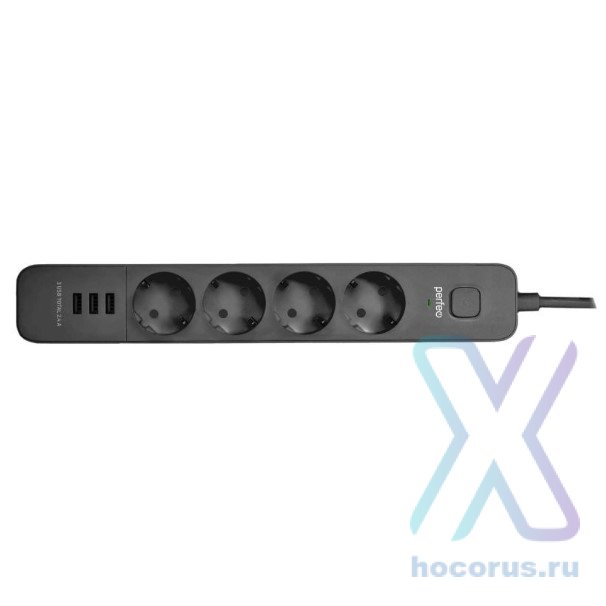 Фильтр сетевой Perfeo Power Stream 2 м Black 4 розетки 3 USB оптом