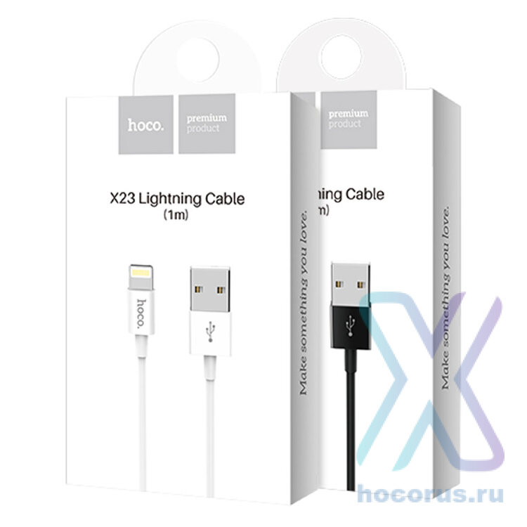 Кабель HOCO X23 USB-Lightning 2.1A 1м TPE Black оптом