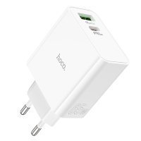 Зарядное устройство HOCO C113A Awesome USB+Type-C, PD65W GaN, белый 6931474790910 (МСК)