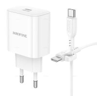 СЗУ Borofone BA81A single port PD20W комплект с кабелем (Type-C to Type-C)(EU) white