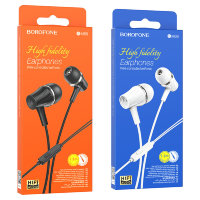 Проводные наушники BOROFONE BM69 Universal, Jack 3.5mm, 1.2 м, черный, контроллер с микрофоном 6974443384352 (МСК)