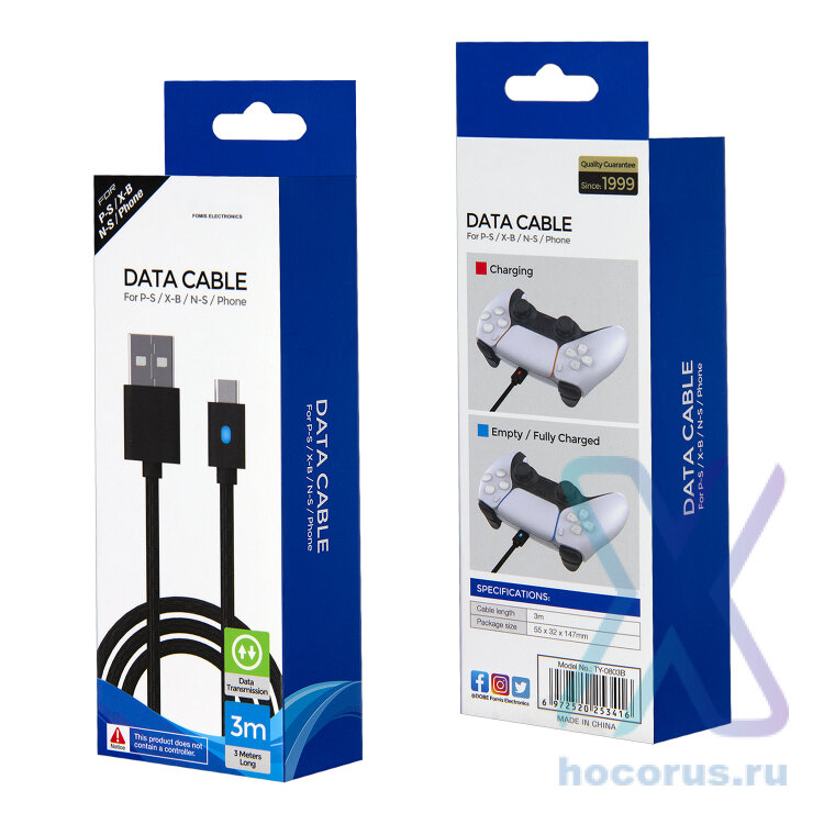 (ИСА.МСК) Кабель зарядки геймпадов PS5/Xbox/Switch Type-C TY-0803B  IS966846 оптом