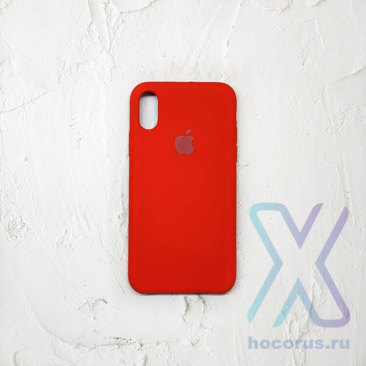 Silicone Case iPhone XS Max красный Накладка силиконовая под оригинал "с логотипом" 00-00013699 (МСК) оптом