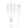 Кабель USB HOCO X25 3in1, USB - MicroUSB+Type-C+Lightning, 2А, 1 м, белый 6957531080176 (МСК) оптом