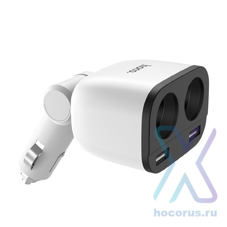 Автомобильное зарядное устройство HOCO Z28 Power Ocean, 2*USB+2*прикуриватель, 3.1A, 2*80 Вт, белый, дисплей 6957531091967 (МСК) оптом