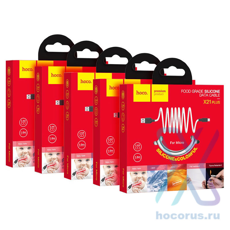 Кабель USB HOCO X21 Plus, USB - MicroUSB, 2.4А, 1 м, черный+белый 6931474711861 (МСК) оптом