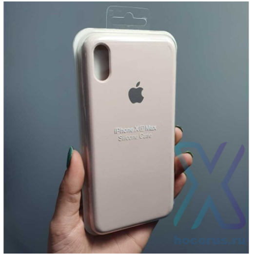 Silicone Case iPhone XS Max молочный Накладка силиконовая под оригинал "с логотипом" 00-00013701 (МСК) оптом