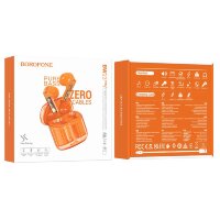 Наушники внутриканальные Borofone BW23, Crystal, Bluetooth, TWS, цвет: оранжевый 