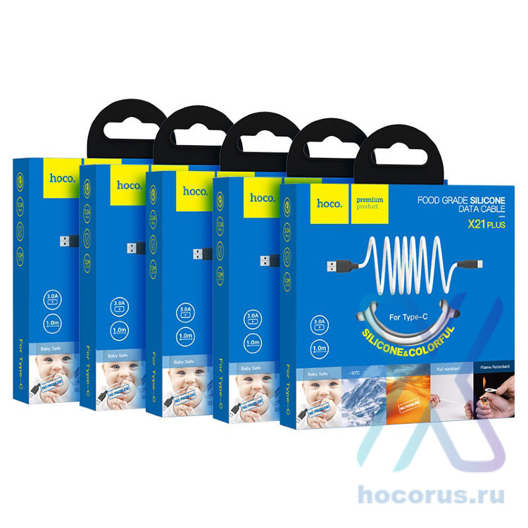 Кабель USB HOCO X21 Plus, USB - Type-C, 3A, 1 м, черный+оранжевый 6931474711953 (МСК) оптом