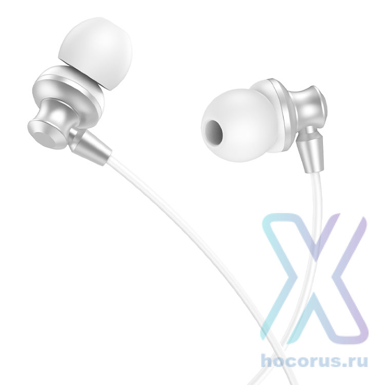 Проводные наушники HOCO M98 Delighted, Jack 3.5mm, 1.2 м, серебристый, контроллер с микрофоном 6931474778321 (МСК) оптом