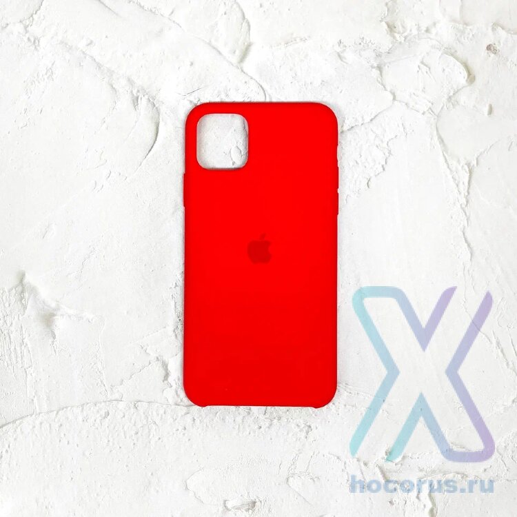 Silicone Case iPhone 11 Pro Max красный Накладка силиконовая под оригинал "с логотипом" закрытая 00-00047235 (МСК) оптом