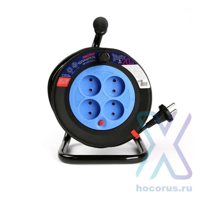 Удлинитель Smartbuy на катушке 4 гнезда 20 м 10А/2,2кВт без заземления ПВС 2х1,0 оптом