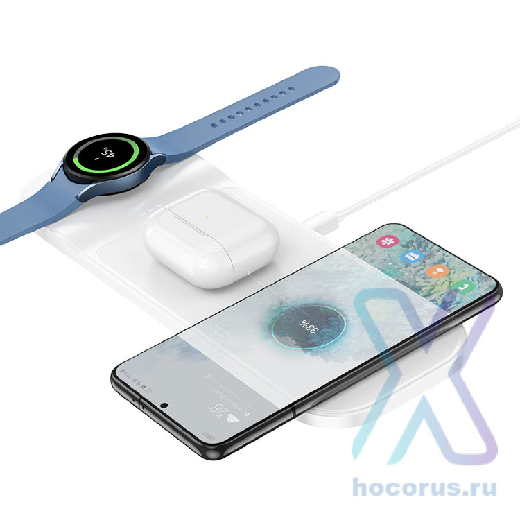 Беспроводное зарядное устройство HOCO CQ6 Power 3-in-1, белый 6942007612036 (МСК) оптом