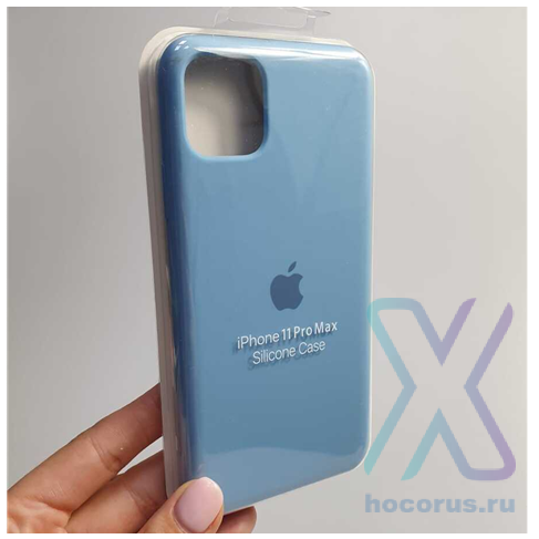 Silicone Case iPhone XS Max бледно-голубой Накладка силиконовая под оригинал "с логотипом" закрытая 00-00047256 (МСК) оптом