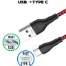 Кабель USB BOROFONE BX39 Beneficial, USB - Type-C, 3A, 1 м, черно-красный 6931474727329 (МСК) оптом