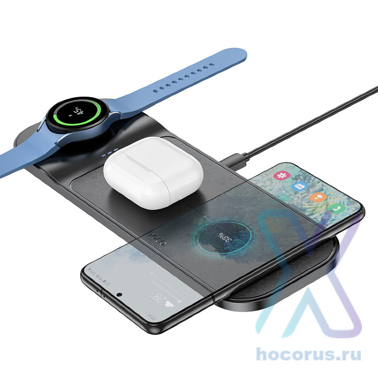 Беспроводное зарядное устройство HOCO CQ6 Power 3-in-1, черный 6942007612029 (МСК) оптом