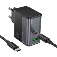 СЗУ HOCO CS74A PD45W+QC3.0 с кабелем Type-C Type-C чёрный 6942007653855 (МСК)