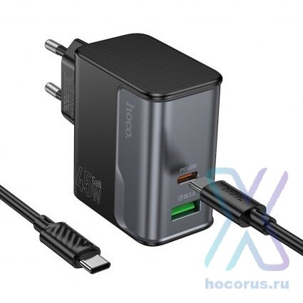 СЗУ HOCO CS74A PD45W+QC3.0 с кабелем Type-C Type-C чёрный 6942007653855 (МСК) оптом