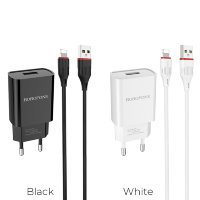Зарядное устройство BOROFONE BA20A Sharp USB + Кабель USB-Lightning, 2.1A, белый 6931474700728 (МСК)