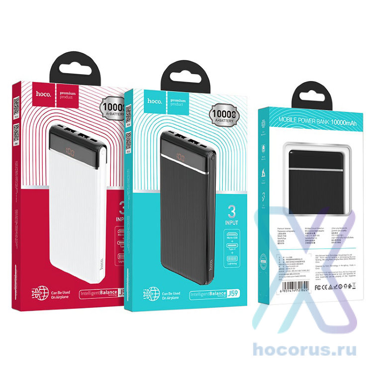 Внешний аккумулятор HOCO J59 10000mAh 2USB 2.1A Black оптом
