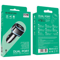Автомобильное зарядное устройство BOROFONE BZ14 2.4A 2USB + кабель iPhone/iPad Black