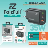 (МСК) CЗУ + кабель C-C FaizFull FC154 USB-A 35W, USB-C 35W Turbo Charge (Нейлоновый кабель) R54035