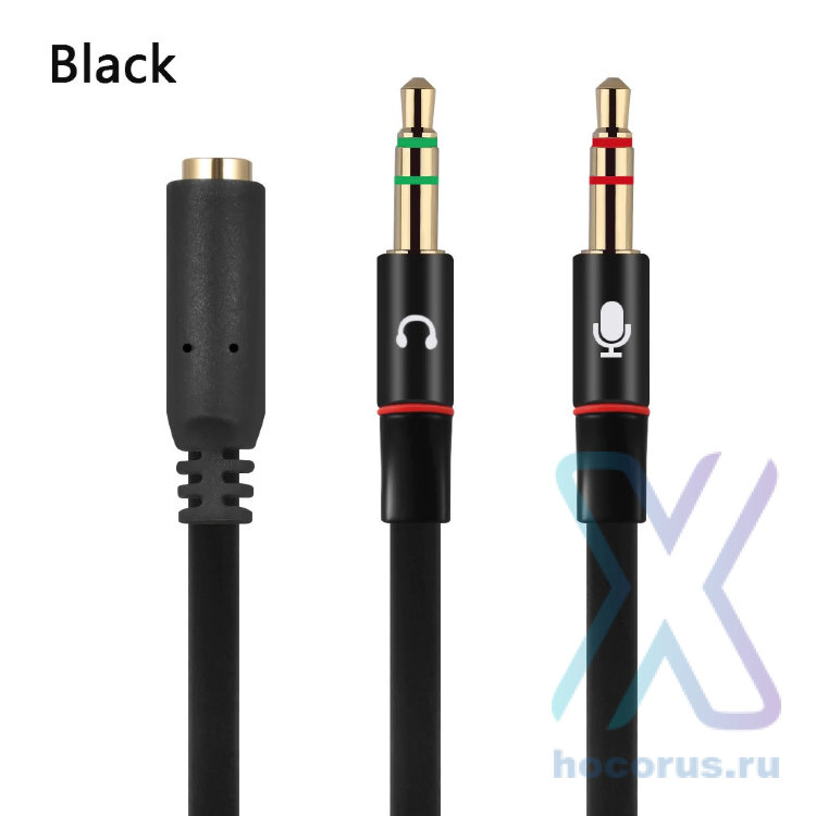 Переходник 3.5 Jack (F) - 2x 3.5 (M) Jack ORBITA OT-AVC43 20см черный оптом