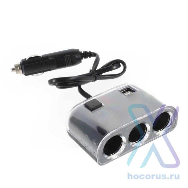 Разветвитель прикуривателя OLESSON 1505 3 гнезда+ 2USB оптом
