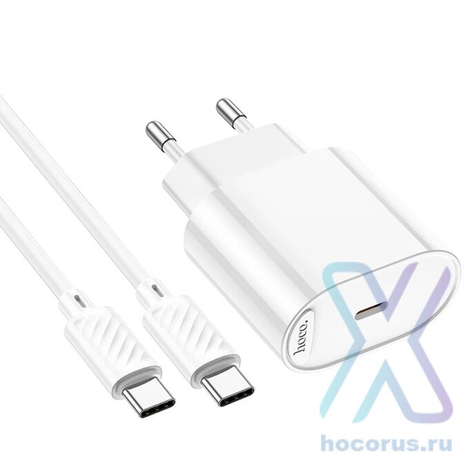 СЗУ HOCO C109A с кабелем TYPE-C/TYPE-C (20W) белый 6942007656672    (МСК) оптом