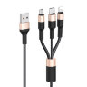 Кабель USB HOCO X26 Xpress 3in1, USB - MicroUSB+Type-C+Lightning, 2А, 1 м, черный+золотой 6957531080275 (МСК) оптом