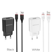 Зарядное устройство BOROFONE BA20A Sharp USB + Кабель USB-Micro, 2.1A, белый 6931474700735 (МСК)