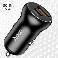 Автомобильное зарядное устройство HOCO NZ5 Smooth road, USB+Type-C, 30 Вт, черный 6931474757364 (МСК)