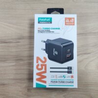 (МСК) CЗУ + кабель C-C FaizFull FC176 USB-A  USB-C 25W Turbo Charge (Нейлоновый кабель) R54055 