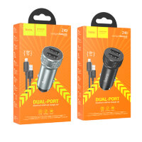 Автомобильное Зарядное устройство HOCO Z49 Level dual port car charger set(iP)