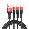 Кабель USB HOCO X26 Xpress 3in1, USB - MicroUSB+Type-C+Lightning, 2А, 1 м, черный+красный 6957531080282 (МСК) оптом