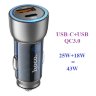 Автомобильное зарядное устройство HOCO NZ8 Sprinter, USB+Type-C, 43W, синий 6931474782717 (МСК) оптом