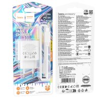 СЗУ HOCO C109A с кабелем TYPE-C/TYPE-C (38W) с двумя портами USB-C/USB-A белый 6942007656733    (МСК)