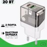 Зарядное устройство BOROFONE BA80A Scenery PD20W+QC3.0 charger(EU) transparent black оптом