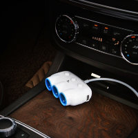 Автомобильное зарядное устройство HOCO C1 Three in one, USB + разветвитель 3*прикуриватель, 2.1A, белый, 15.5 Вт 6957531033431 (МСК)